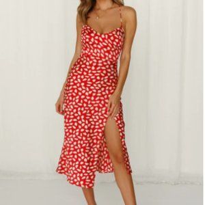 Hello Molly Happy Honeymoon Midi Dress Red (Small)